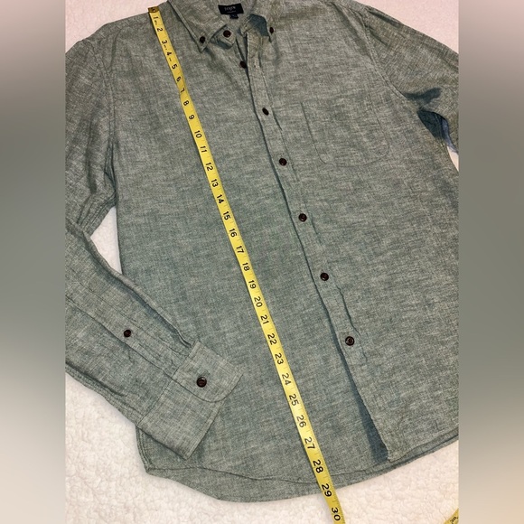 J. Crew Linen Green Button-Up Shirt Men’s Large Slim Fit - Picture 4 of 5